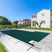 18x34 ft Inground Pool Safety Cover with Left Step Mesh Winter Cover with Hardware