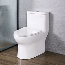 Elongated One-Piece Toilet Vortex Dual-Flush 1.0/1.28 GPF Comfortable Chair Seat Standard Height 12" Rough-In White & Silver Easy-Clean Skirted Design