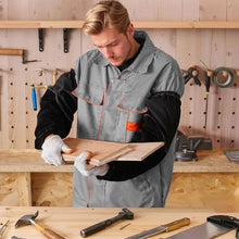 Heavy Duty Welding Protection Sleeves – Flame Resistant Cowhide Leather & FR Cotton Arm Guards with Elastic Cuffs