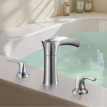 Roman Tub Faucet 3-Hole Waterfall Bathtub Faucet Set 2 Handles Deck Mount Hot & Cold Silver