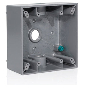 Two Gang Weatherproof Back Box Three Diameter Outlet Gray 2GM53-GY