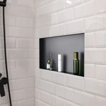 13 x 25 Inch Waterproof Frameless Shower Niche Stainless Steel Wall Storage (Black)