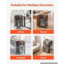 5-Tier Rolling File Cart with Drawers Under-Desk File Organizer 45 lbs Capacity (Black)