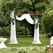 21' Ft White Wedding Arch Draping Fabric Reception Backdrop Wedding Decoration Artificial Wedding Arch Flowers Kit XH-HQ03 (Pack of 4)