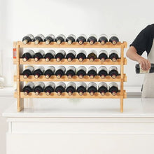 36 Bottle Wine Rack for Kitchen Bar and Cellar (Natural Color) (4-Tier)