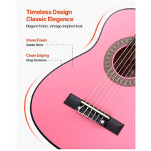 30 Inch Classical Guitar Starter Kit, Pink Basswood Guitar with Gig Bag & Accessories