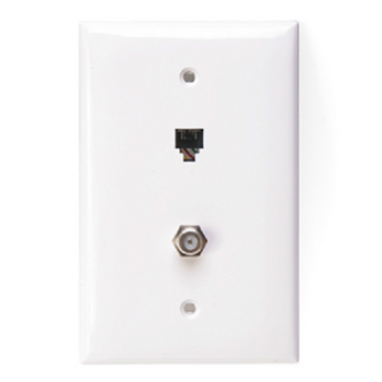 6P4C x F Midsize Telephone & Video Wall Jack White 40539-CMW
