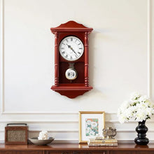 Grandfather Clock, 18" Vintage Pendulum Wall Clock Quiet Quartz Movement (Cherry Finish)