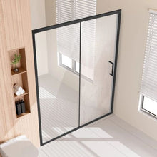 Semi-Frameless Shower Door 57.7-59 W x 70 H in Sliding Glass Matte Black with Stainless Steel Hardware