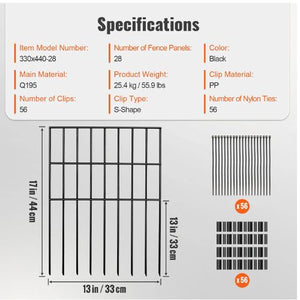 17 x 13 inches Garden Fencing with 1.5 Inch Spike Spacing and Animal Barrier Fence 330x440-28 (28 Pack)
