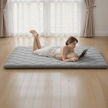 80 x 60 x 2.5 In Queen Size Japanese Tatami Mat, Foldable 9-Layer Futon Mattress with Storage Bag (Gray)
