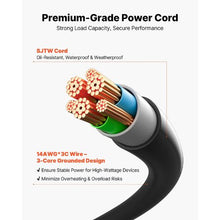 Extension Cord Overload Protection Outdoor Power Strip Weatherproof with Cover 6 Outlets