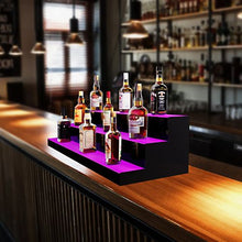 LED Lighted Liquor Bottle Display, 3-Tier 48" Illuminated Bar Shelf with RF Remote & Multicolor Lighting