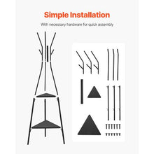 Freestanding Coat Rack Stand with 2 Shelves & 6 Hooks Modern Coat Tree for Entryway Bedroom & Living Room