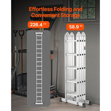 7-in-1 Folding Ladder 19 FT Adjustable Extension Ladder A-Frame 5-Step Telescoping Ladder 330 LB Capacity