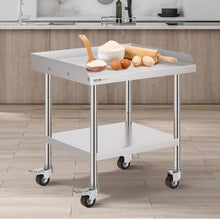 24 X 28 In  Stainless Steel Work Table with 4 Wheels  for Commercial Kitchen Restaurant SKT710-610
