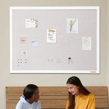 48"x36" White Cork Board with Linen Surface – Stylish Wall-Mounted Bulletin Board for Home School Office