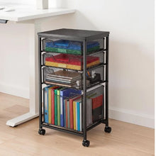 Rolling File Cart 4-Tier Filing Cabinet with Wheels 45 LBS Capacity (Black)