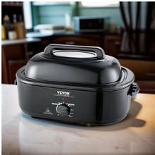 24QT Electric Roaster Oven 28lb Capacity Self-Basting Lid Defrost & Warm (Black)