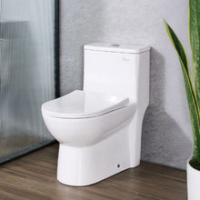 One-Piece Elongated Toilet 1.1/1.6 GPF Easy-Clean Skirted 10" Rough-In (White & Silver)