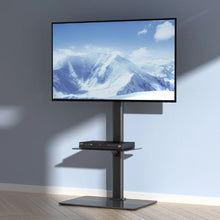 Swivel TV Stand Mount for 32-65" TVs, Height Adjustable Portable Floor Stand with Tempered Glass Fixed Screen Size: 81.3-165.1 cm