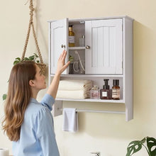 Bathroom Wall Cabinet 2 Doors Adjustable Shelf Over-the-Toilet (White)