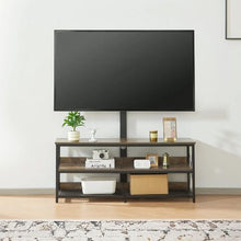 48 In TV Stand with Mount for Up to 75 In TVs Adjustable Height TV Console 3-Tier Storage with Power Outlet (Brown)