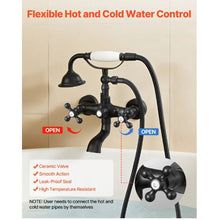 Clawfoot Tub Faucet Wall-Mount Bathtub Filler with Handheld Shower Matte Black Adjustable Arms & 360° Spout