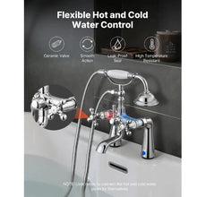 Clawfoot Tub Faucet Deck-Mount Bathtub Filler with Handheld Shower Chrome 360° Spout & 59" Hose