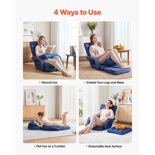 5-Position Adjustable Folding Floor Chair with Armrests & Back Support (Dark Blue)