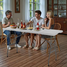 6 Ft Heavy Duty Folding Table – Portable Fold-in-Half Utility Table with Handle (White)
