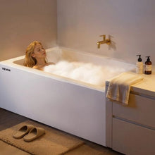 48" x 30" Contemporary Alcove Acrylic Bathtub Soaking Tub with Right Hand Drain Overflow Hole Integral Flange (White)
