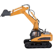 15-Channel 3-in-1 RC Excavator 1:14 Scale Digger with Metal Shovel Lights & Sound Remote Control Vehicle for Kids – Includes 2 Batteries