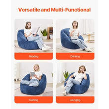 3ft Memory Foam Bean Bag Chair with Armrests & Pocket Teddy Velvet Cover (Blue)