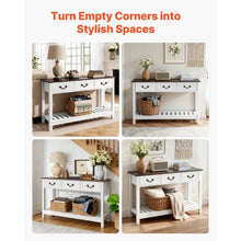 47" Farmhouse Console Table with Drawers & Shelf – Narrow Sofa Table, Brown/White