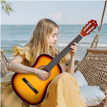 38 Inch Classical Guitar Starter Kit with Gig Bag Tuner Capo & Accessories Sunburst