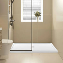 60 x 36 Inch Shower Pan Single Threshold Shower Base with Center Drain (White)