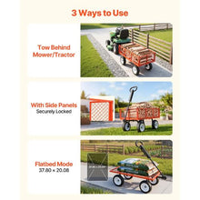 900 LBS Steel Garden Cart Heavy-Duty Wagon with 10" Tires & Detachable Panels