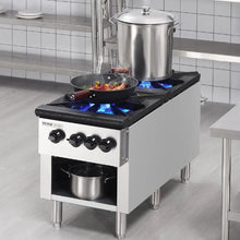 Commercial 2-Burner Gas Stove 180,000 BTU Propane/Natural Gas Range Stainless Steel