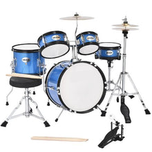 Kids Drum Set, 5-Piece 14" Junior Drum Kit with Throne, Cymbal & Drumsticks, Sky Blue