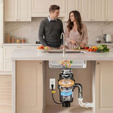 1HP 3700RPM DC Motor Continuous Feed Garbage Disposal with 3-Bolt Mount Splash Guard & Power Cord for Kitchens