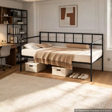 Twin Size Metal Daybed Frame with Under-Bed Storage Heavy-Duty Black No Trundle