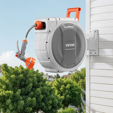 65 ft Retractable Garden Hose Reel 1/2" Wall-Mounted Hose Reel with 9-Pattern Nozzle & 180° Swivel Bracket