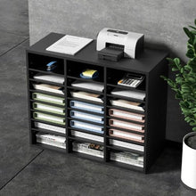 24-Compartment Wooden Literature Organizer Mail Sorter –  ( Black )