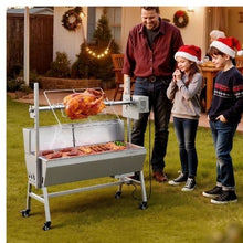 Rotisserie Grill 38W Charcoal Pig & Lamb Roaster 132 LB Capacity 7-Level Height Stainless Steel