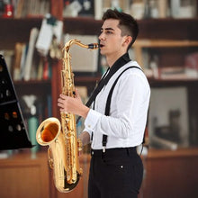 B Flat Tenor Saxophone 23-Key Brass Beginner Kit with Carrying Case (Gold)