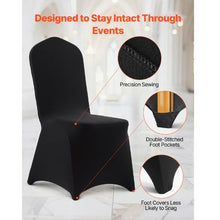 100PCS Stretch Spandex Chair Covers Flat-Front Polyester Slipcovers for Wedding Banquet & Dining Chairs (Black)