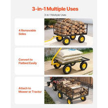 1400 LBS Steel Garden Cart Utility Wagon with 13" Tires & Detachable Mesh Sides