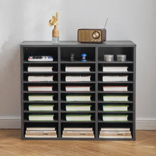 24-Compartment Wooden Literature Organizer with Adjustable Shelves for MDF Mail Sorter for Files & Documents (Grey)