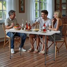 4 Ft Heavy Duty Folding Table with Adjustable Height & Handle – (White)